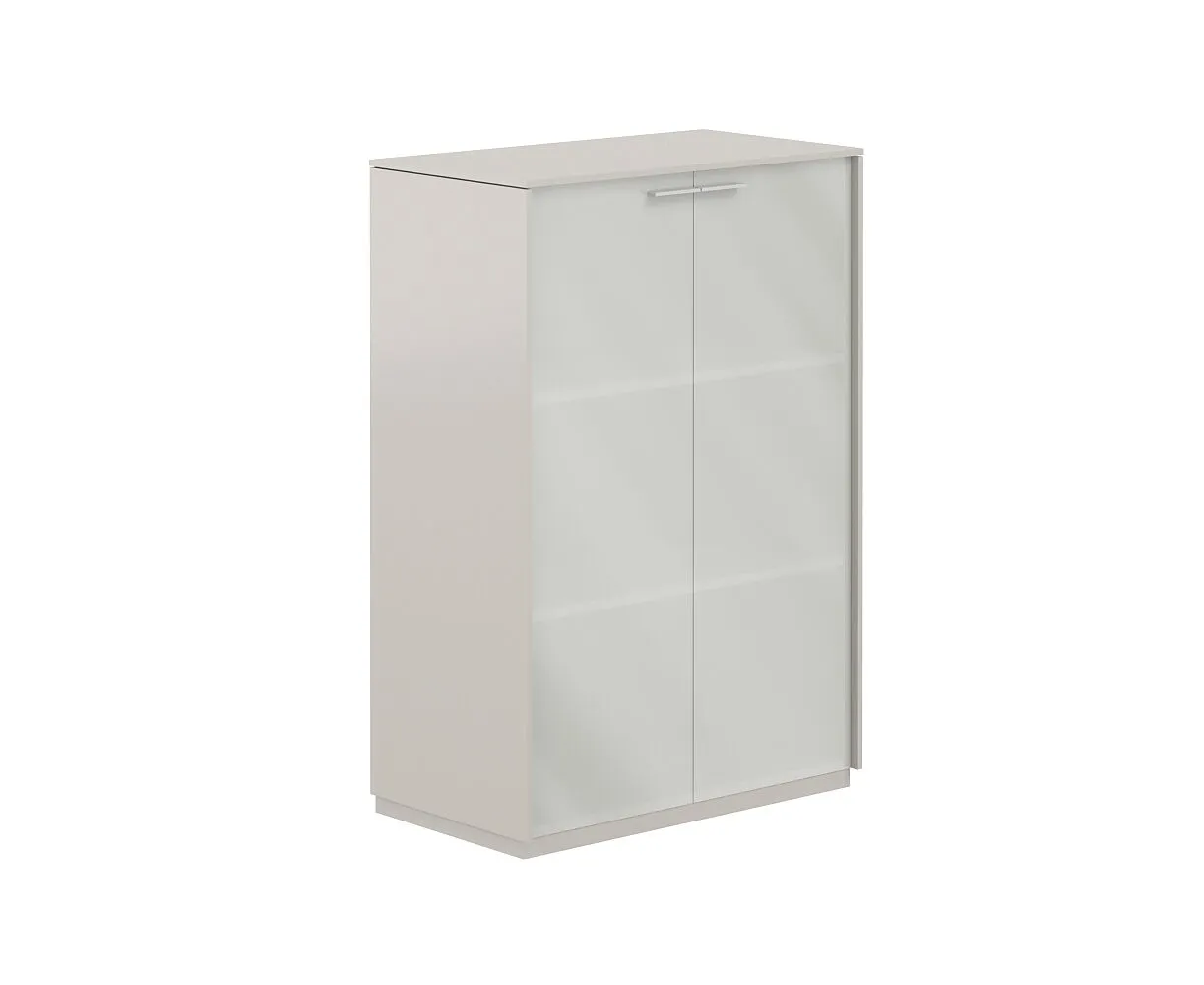 Шкаф средний, обвязка серый камень, фасады стекло матовое, Atlas NZ-0335.GS.GLM