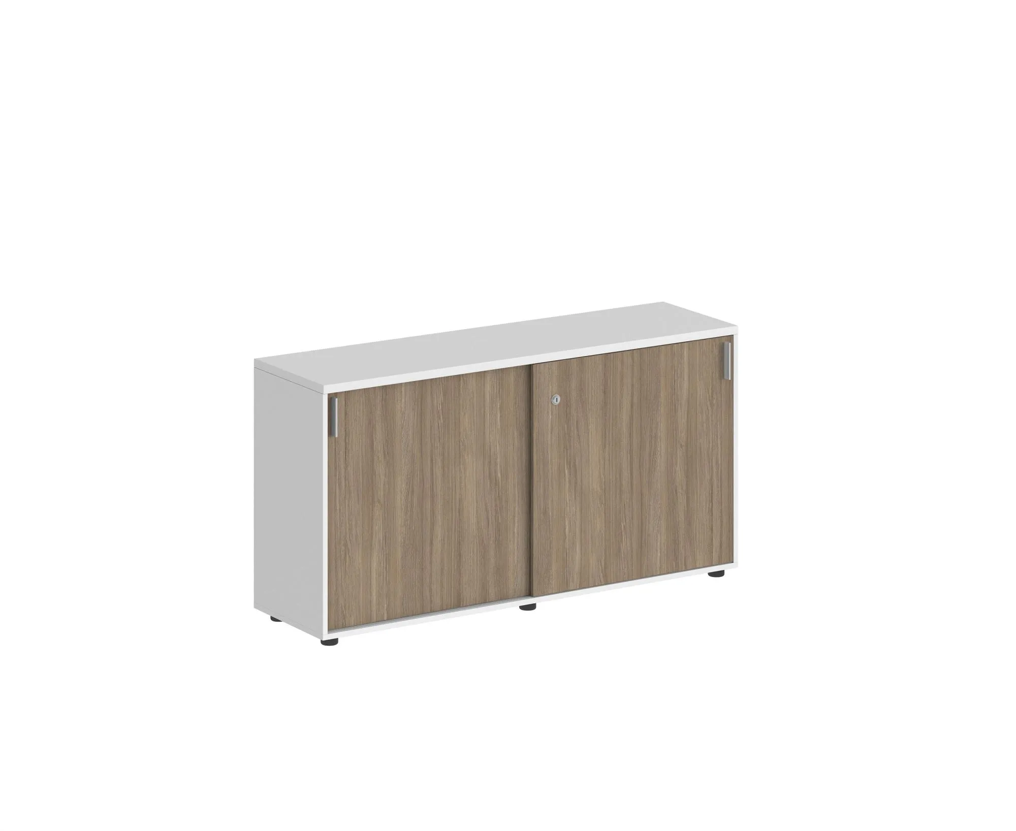 Шкаф-купе низкий  с замком, корпус белый, фасады дуб темный, Sigma SG.702.WH.OD