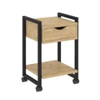 Тумба на колесных опорах с ящиком и полкой VR.L-T1.K (тиквуд светлый/черный)