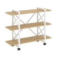 Стеллаж на колесных опорах - 3 полки VR.L-MST.K-3.8V (тиквуд светлый/белый)