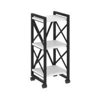 Стеллаж на колесных опорах - 3 полки VR.L-MST.K-3.4 (белый брилиант/черный)