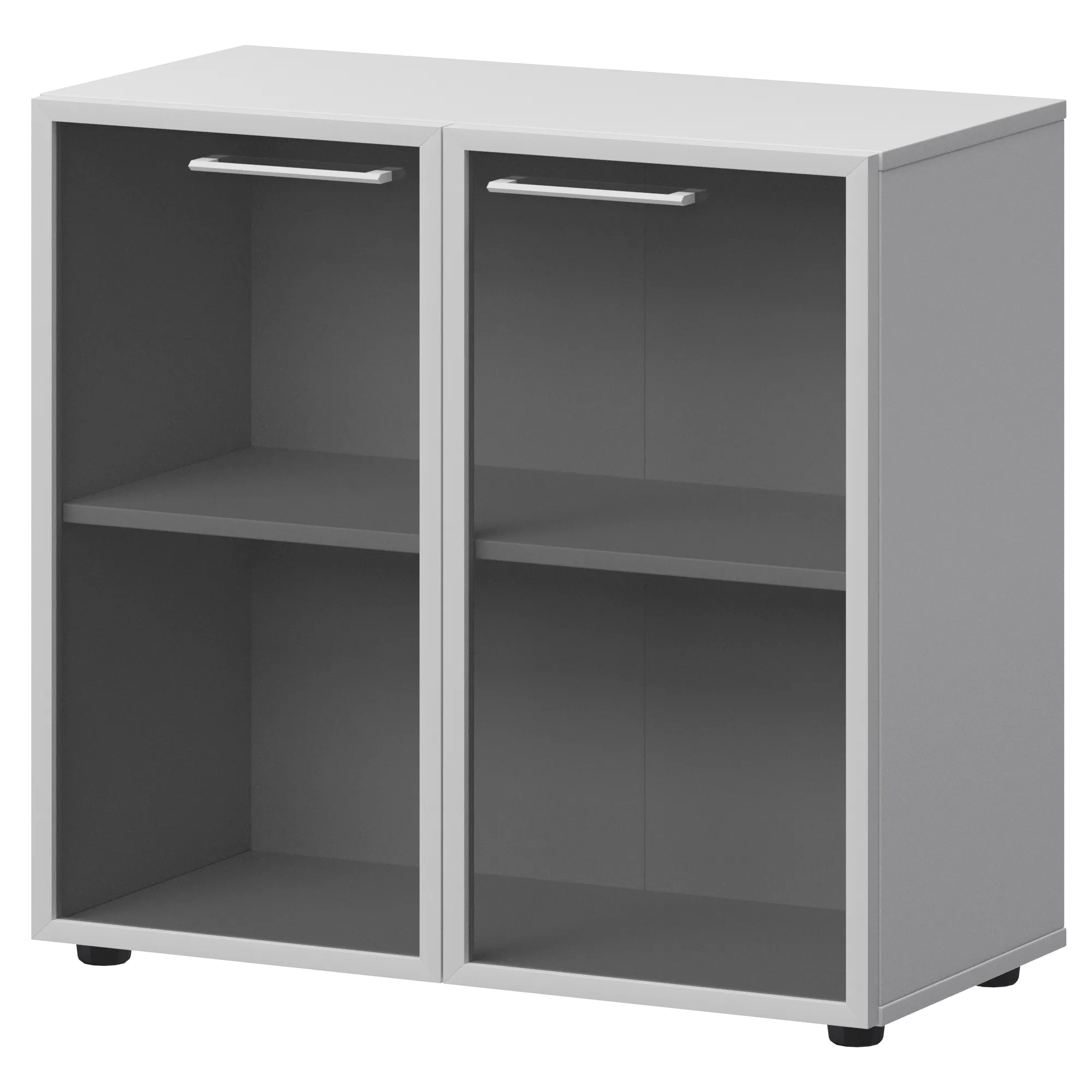 КОРТЕЗ Шкаф низкий со стеклом в ал. рамке СМШ28RS Белый 792x380x811