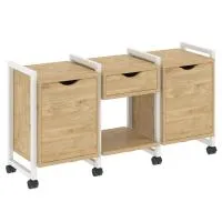 Тумба на колесных опорах наборная VR.L-TN-7.K (тиквуд светлый/белый)