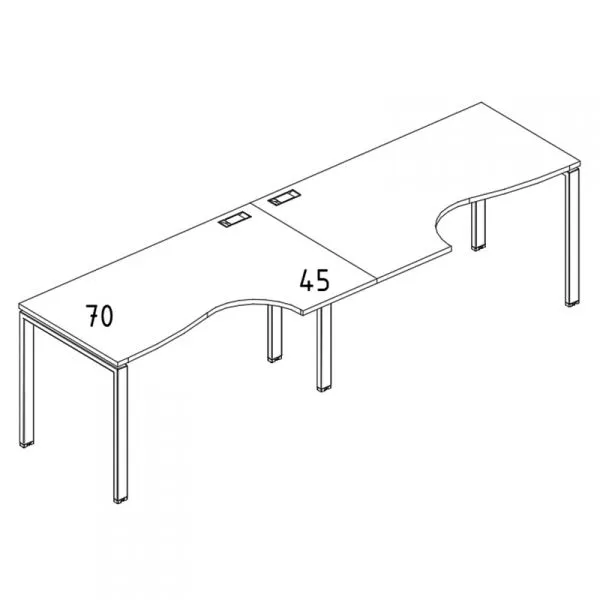 Рабочая станция столы Классика (2х140) опоры UNO  A4 Б1 043-2