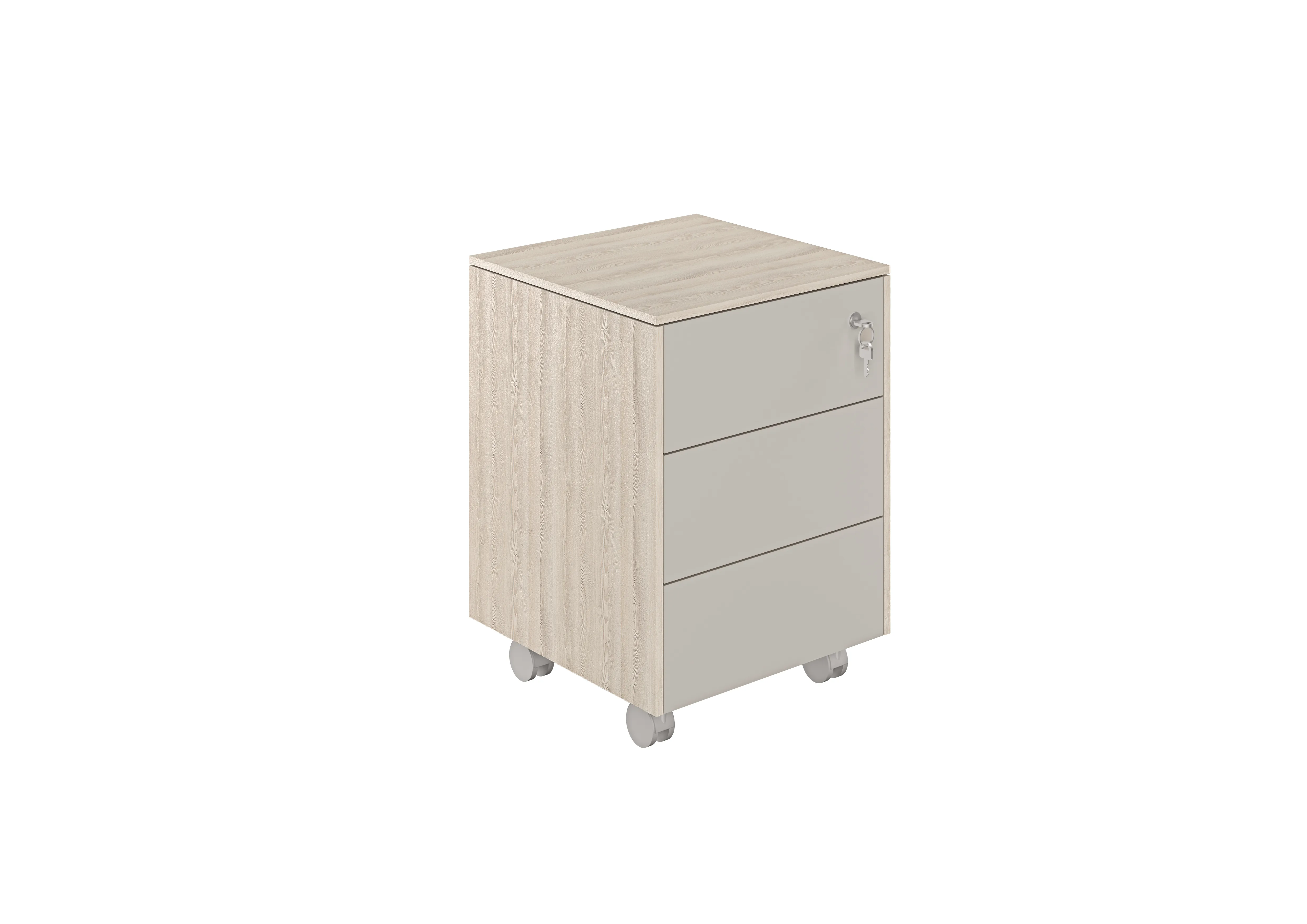 Тумба мобильная, обвязка ясень наварра, фасады серый камень Atlas NZ-0214.YN.GS