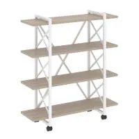 Стеллаж на колесных опорах - 4 полки VR.L-MST.K-4.8V (дуб аттик/белый)