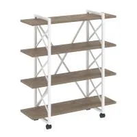 Стеллаж на колесных опорах - 4 полки VR.L-MST.K-4.8V (тиквуд темный/белый)