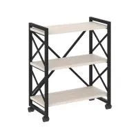 Стеллаж на колесных опорах - 3 полки VR.L-MST.K-3.8 (денвер светлый/черный)
