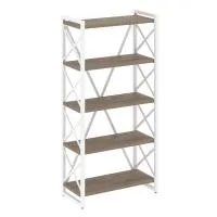 Стеллаж на регулируемых опорах - 5 полки VR.L-MST.O-5.8 (тиквуд темный/белый)