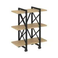 Стеллаж на колесных опорах - 3 полки VR.L-MST.K-3.4V (тиквуд светлый/черный)