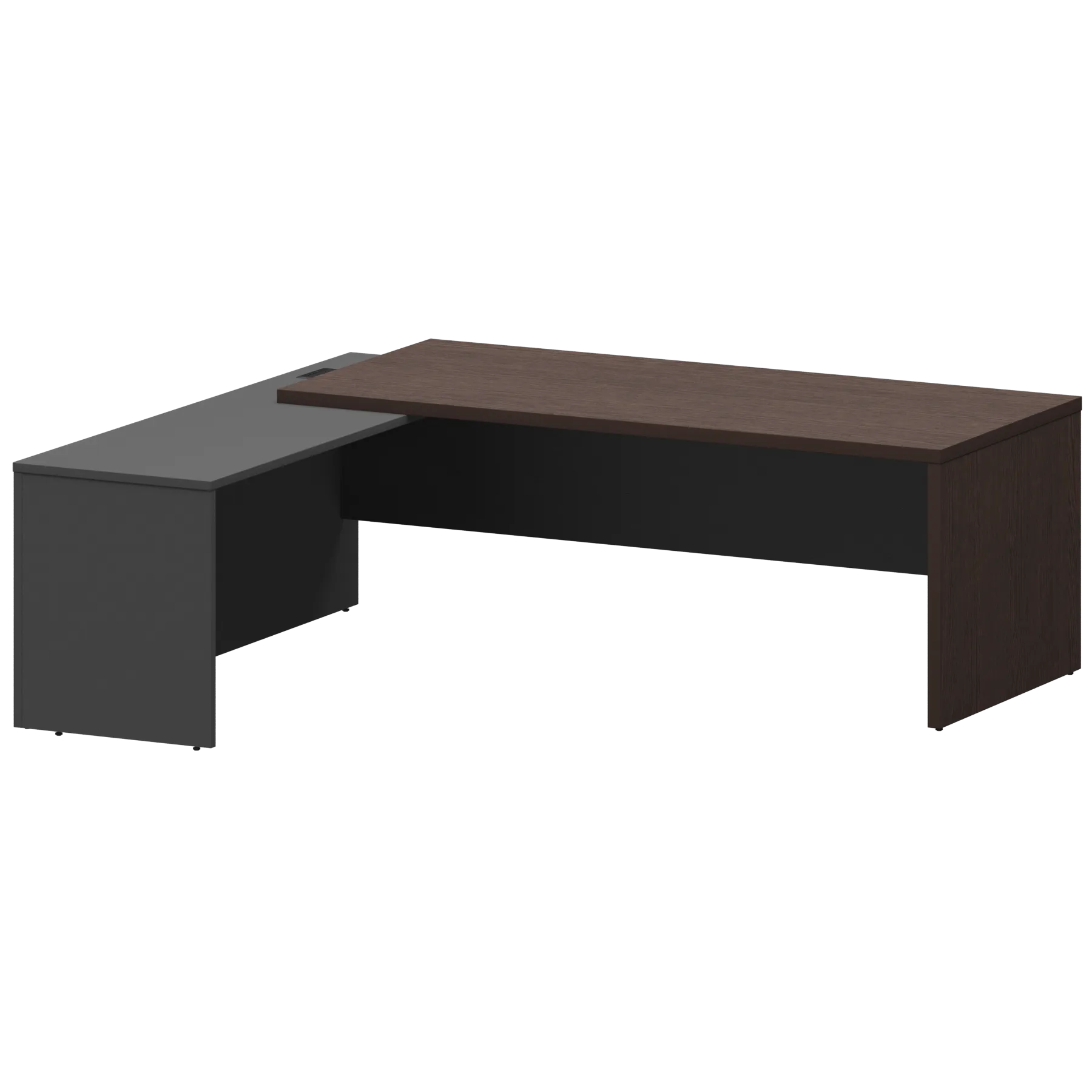 КОРТЕЗ Стол руководителя левый KZP-22L Дуб венге/Графит 2200x2000x750