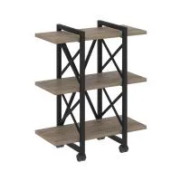 Стеллаж на колесных опорах - 3 полки VR.L-MST.K-3.4V (тиквуд темный/черный)