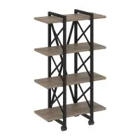 Стеллаж на колесных опорах - 4 полки VR.L-MST.K-4.4V (тиквуд темный/черный)