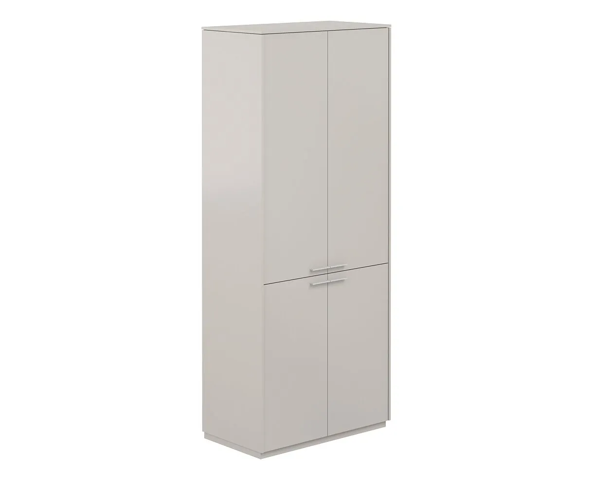 Шкаф высокий, 4 двери, обвязка серый камень, фасады серый камень, Atlas NZ-0321.GS.GS