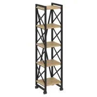 Стеллаж на колесных опорах - 5 полки VR.L-MST.K-5.4 (тиквуд светлый/черный)