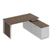 Стол руководителя на опорной тумбе (левый/правый) с декоративной вставкой Bravo БР 107