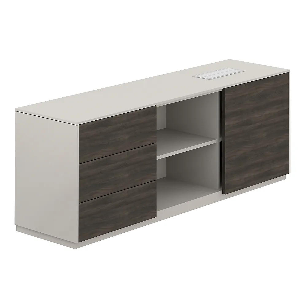 Тумба опорная левая, обвязка серый камень, фасады бренсон трюфель, Atlas NZ-0221.GS.BT.L