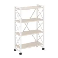 Стеллаж на колесных опорах - 4 полки VR.L-MST.K-4.8 (денвер светлый/белый)