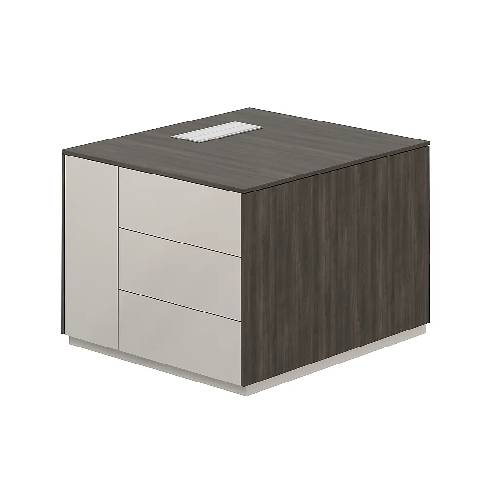 Тумба опорная левая, обвязка бренсон трюфель, фасады серый камень, Atlas NZ-0212.BT.GS.L