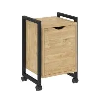 Тумба на колесных опорах с распашным фасадом VR.L-T2.K (тиквуд светлый/черный)