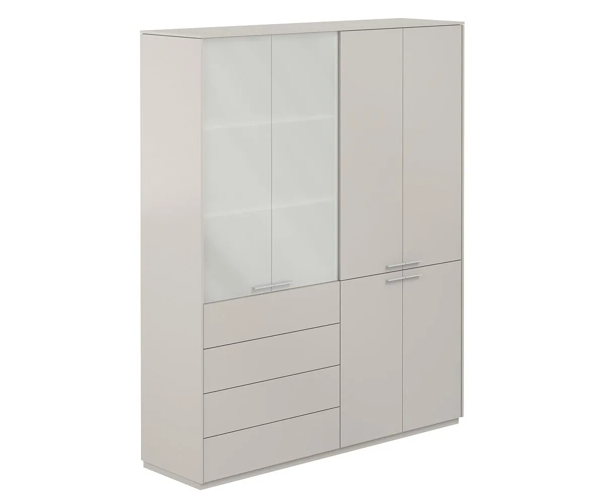 Шкаф высокий двойной, обвязка серый камень, фасады серый камень, Atlas NZ-0321+NZ-0332.GS.GS