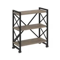 Стеллаж на колесных опорах - 3 полки VR.L-MST.K-3.8 (тиквуд темный/черный)