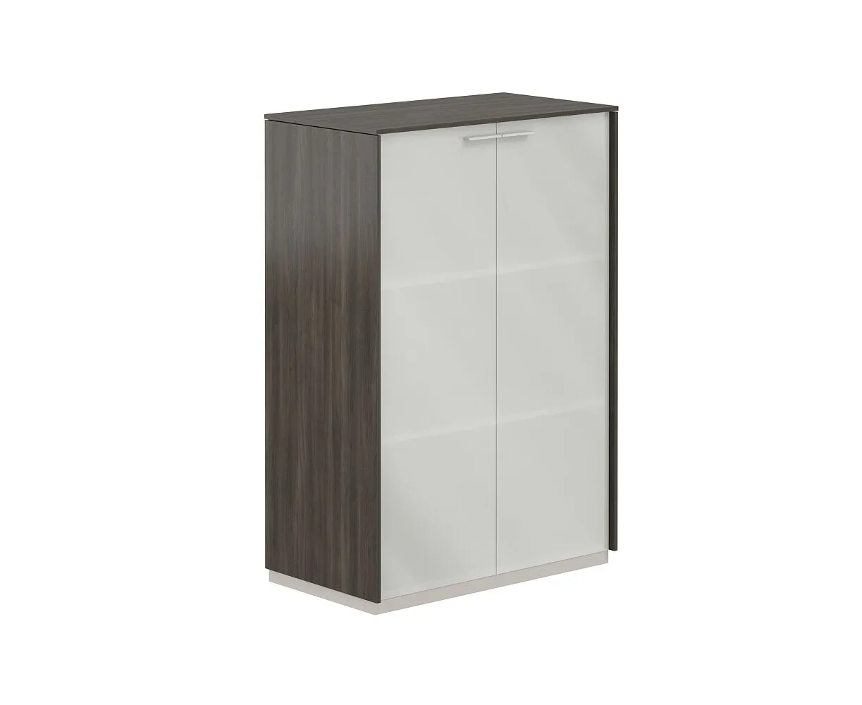 Шкаф средний, обвязка бренсон трюфель, фасады стекло матовое, Atlas NZ-0335.BT.GLM