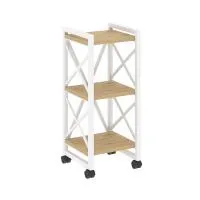 Стеллаж на колесных опорах - 3 полки VR.L-MST.K-3.4 (тиквуд светлый/белый)