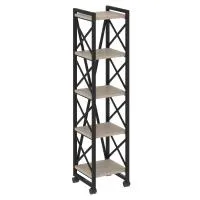 Стеллаж на колесных опорах - 5 полки VR.L-MST.K-5.4 (дуб аттик/черный)