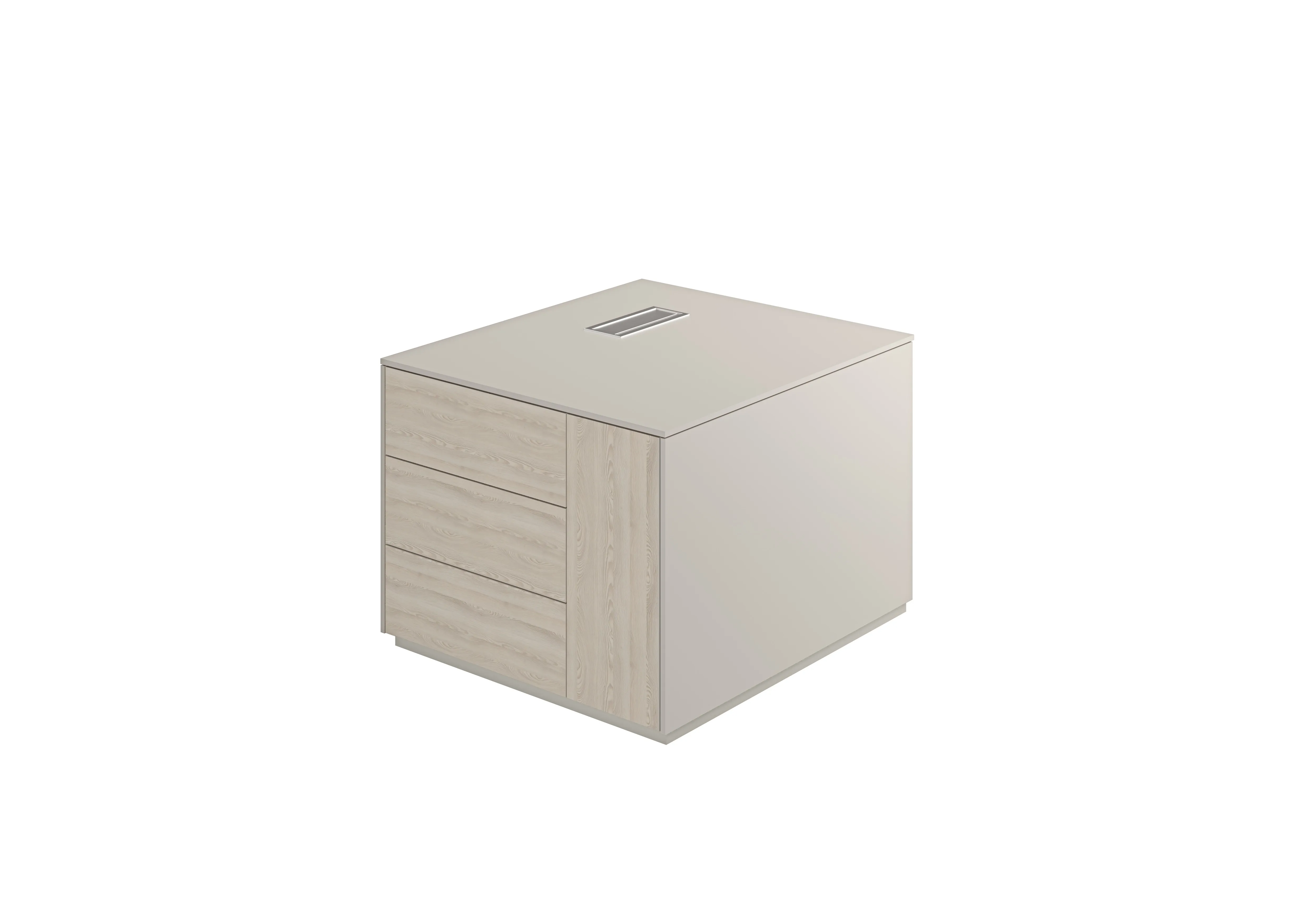 Тумба опорная левая, обвязка серый камень, фасады ясень наварра, Atlas NZ-0222.GS.YN.L