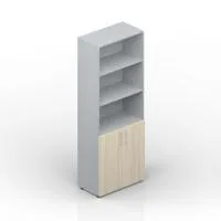 Шкаф для документов (2 двери+ниши, 4 полки, ручки - хром) Carre EMHS833