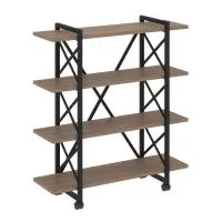 Стеллаж на колесных опорах - 4 полки VR.L-MST.K-4.8V (дуб аризона/черный)