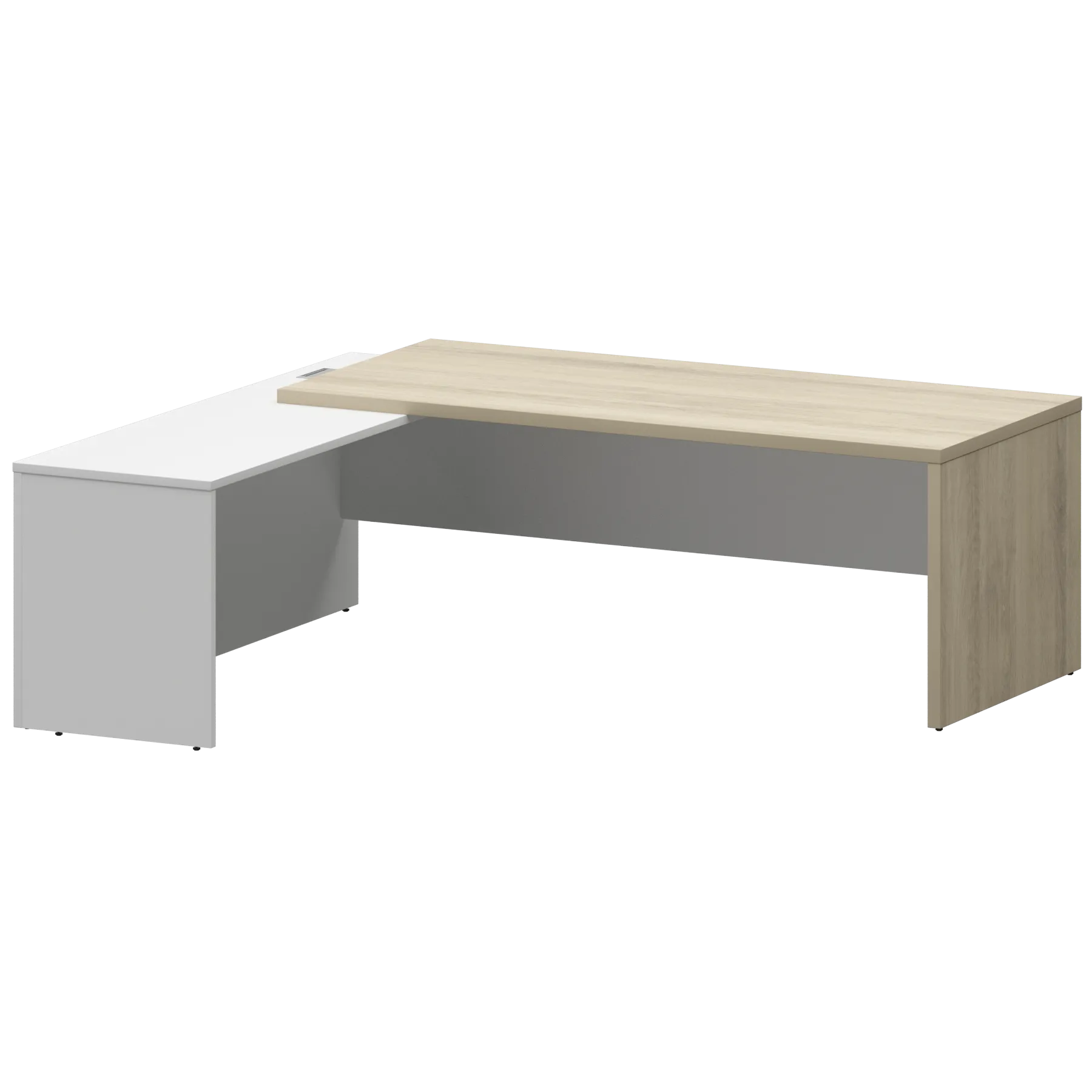КОРТЕЗ Стол руководителя левый KZP-22L Кронберг/Белый 2200x2000x750
