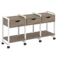 Тумба на колесных опорах наборная VR.L-TN-4.K (тиквуд темный/белый)