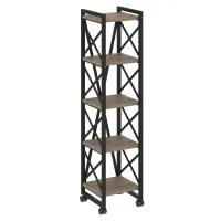 Стеллаж на колесных опорах - 5 полки VR.L-MST.K-5.4 (тиквуд темный/черный)