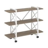 Стеллаж на колесных опорах - 3 полки VR.L-MST.K-3.8V (тиквуд темный/белый)