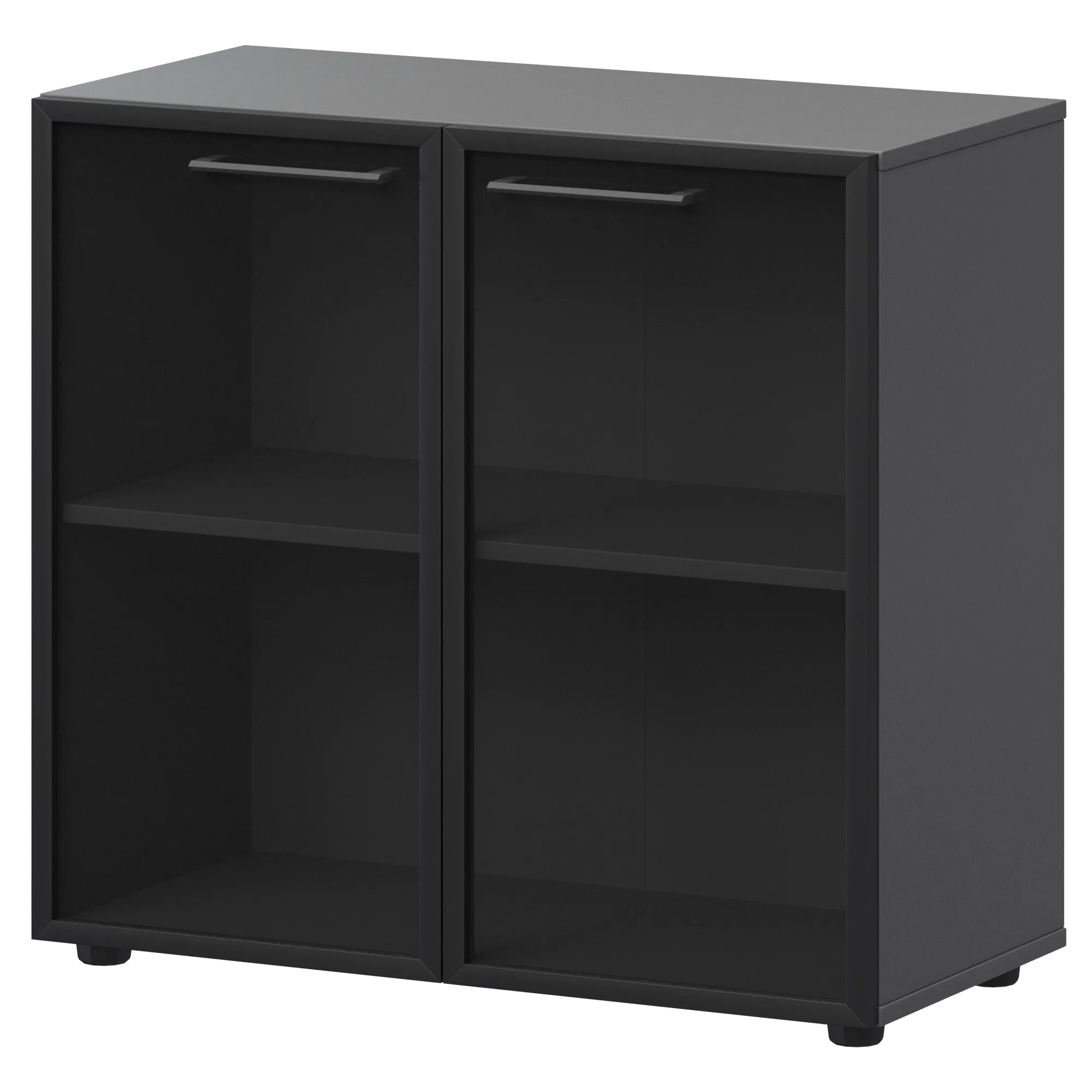 КОРТЕЗ Шкаф низкий со стеклом в ал. рамке СМШ28RS Графит 792x380x811