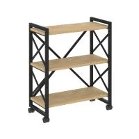 Стеллаж на колесных опорах - 3 полки VR.L-MST.K-3.8 (тиквуд светлый/черный)
