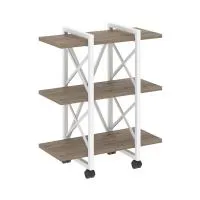 Стеллаж на колесных опорах - 3 полки VR.L-MST.K-3.4V (тиквуд темный/белый)