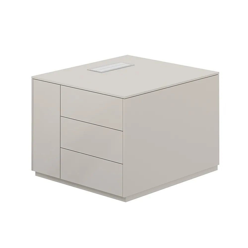 Тумба опорная левая, обвязка серый камень, фасады серый камень, Atlas NZ-0232.GS.GS.L