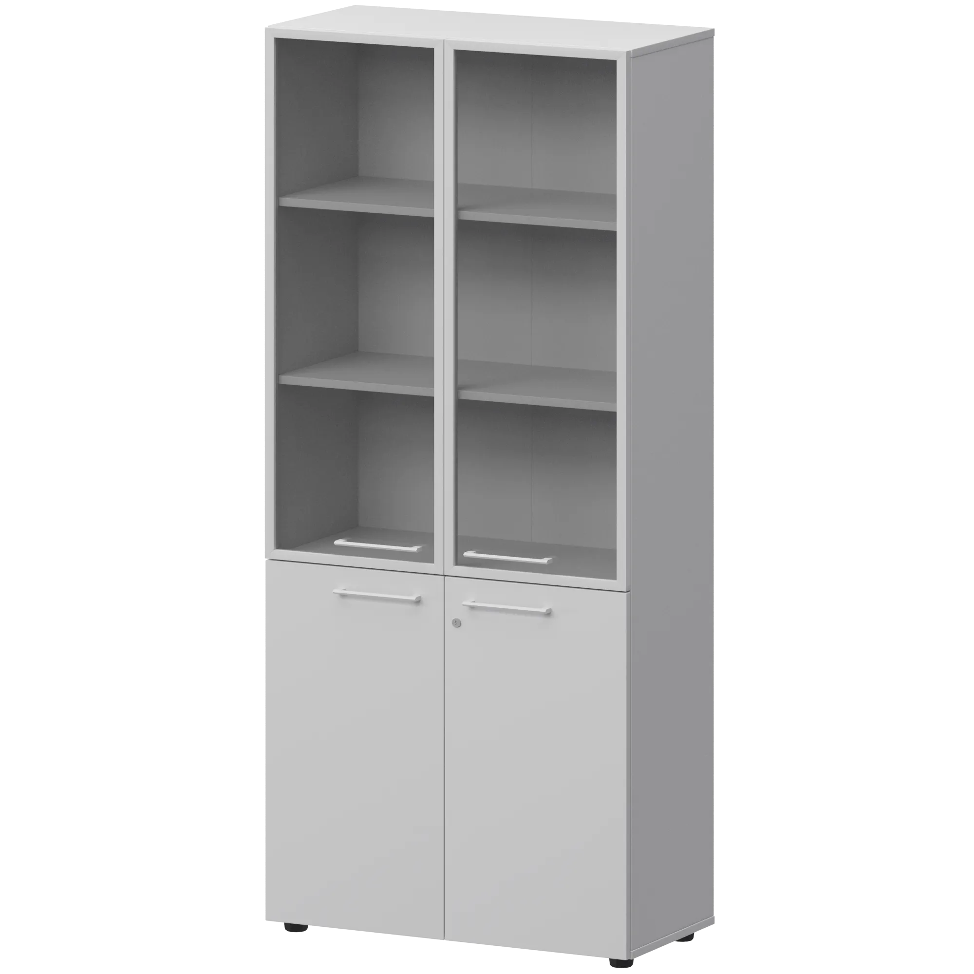 КОРТЕЗ Шкаф высокий закрытый с стеклом в алюминиевой раме СМШ58.28F.38RSМ Белый 792x382x1963