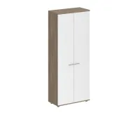 Шкаф высокий, 2-х дв., з.ст HDF, корпус дуб светлый, фасады белый, Sigma SG.801.OL.WH