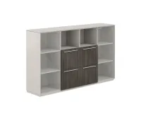 Шкаф средний, обвязка серый камень, фасады бренсон трюфель, Atlas NZ-0316.GS.BT