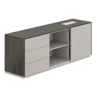 Тумба опорная левая, обвязка бренсон трюфель, фасады серый камень, Atlas NZ-0211.BT.GS.L