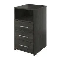 Тумба приставная с нишей, 3 ящика с замком Канцлер КЦ10.12 дерево карбон