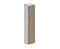 Шкаф высокий узкий, з.ст HDF, корпус белый, фасады дуб темный, Sigma SG.802.WH.OD.OD