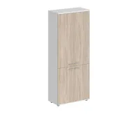 Шкаф высокий, 4-х дв., з.ст HDF, корпус белый, фасады дуб светлый, Sigma SG.801.WH.OL.OL