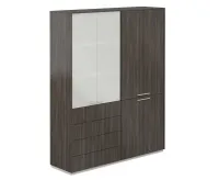 Шкаф высокий двойной, обвязка бренсон трюфель, фасады бренсон трюфель, Atlas NZ-0301+NZ-0312.BT.BT