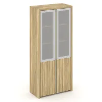 Шкаф высокий широкий (2 низких фасада ЛДСП + 2 средних фасада стекло сатин в раме) CORNER COR.ST-1.2R
