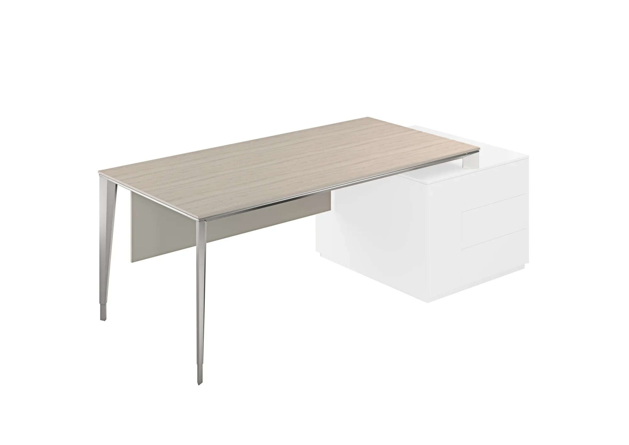 Стол под опорную тумбу 800 правый, ясень наварра, мк алюминий  Atlas NZ-0106.YN.AL R